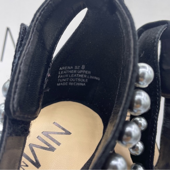 NEIMAN MARCUS suede pearl ankle strap high heel sandals women Size 8 - Picture 7 of 9